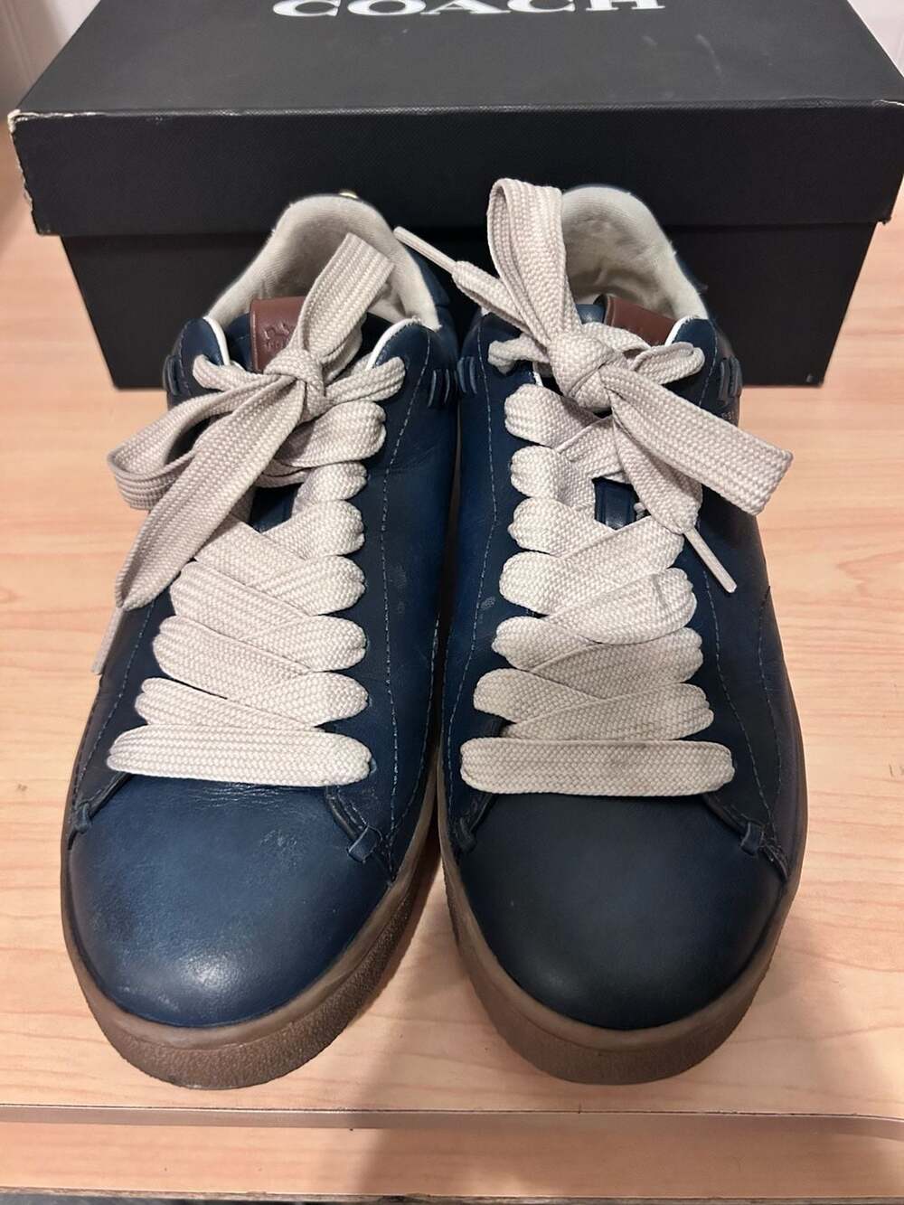 Coach LTHR CRFT C101 Denim Leather Sneakers Size 7.5 D - Picture 4 of 10